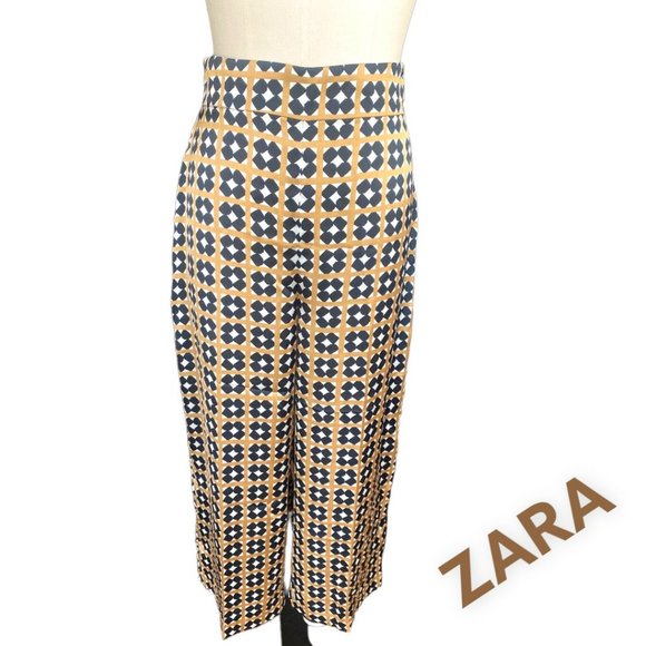 ZARA WIDE LEG GRAPHIC PRINT PANTS (SZ MED) - Picture 2 of 8